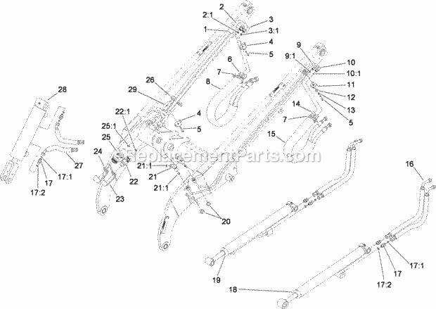 Toro 22321G (312000201-312999999) Tx 427 Compact Utility Loader, 2012 Loader Arm Hydraulic Assembly Diagram