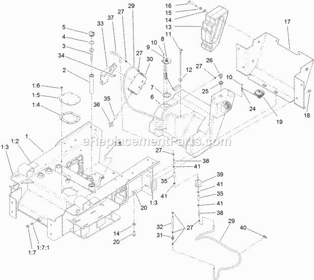 Toro 22321G (312000201-312999999) Tx 427 Compact Utility Loader, 2012 Main Frame and Fuel Tank Assembly Diagram