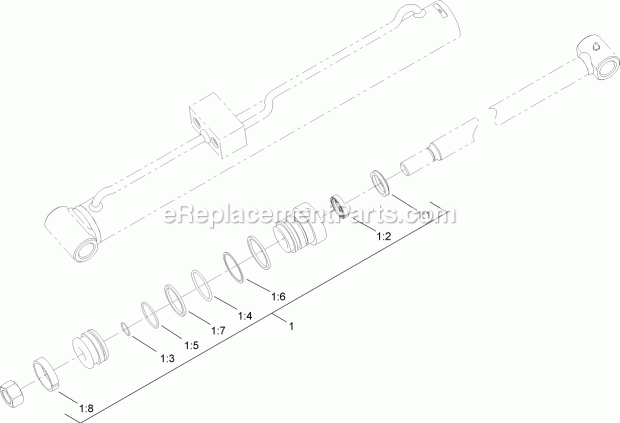 Toro 22321G (312000201-312999999) Tx 427 Compact Utility Loader, 2012 Right Hand Hydraulic Lift Cylinder Assembly No. 104-6269 Diagram