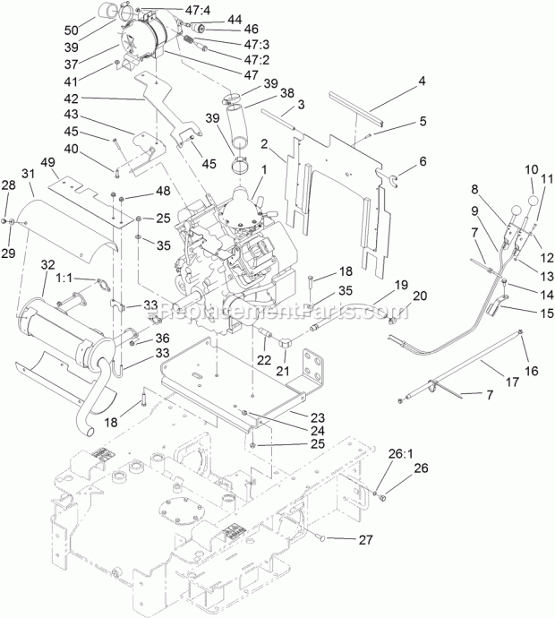 Toro 22321G (312000201-312999999) Tx 427 Compact Utility Loader, 2012 Engine Assembly Diagram