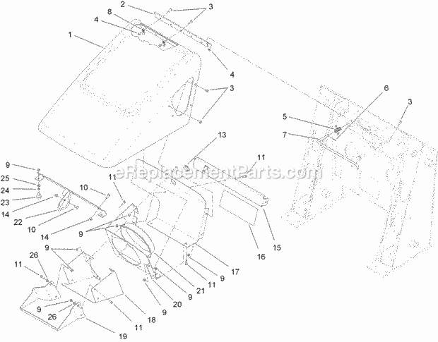 Toro 22321G (312000201-312999999) Tx 427 Compact Utility Loader, 2012 Hood Assembly Diagram