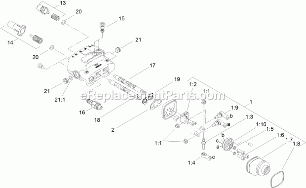 Toro 22321G (316000001-316999999) Tx 427 Compact Tool Carrier, 2016 Two Spool Valve Assembly No. 106-9307 Diagram