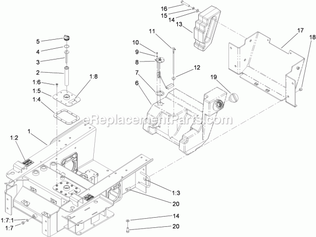 Toro 22321 (290000001-290999999) Tx 427 Compact Utility Loader, 2009 Main Frame and Fuel Tank Assembly Diagram