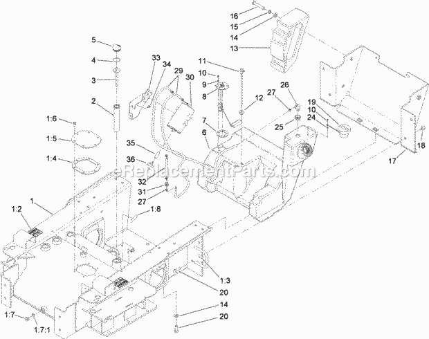 Toro 22321 (312000001-312000200) Tx 427 Compact Utility Loader, 2012 Main Frame and Fuel Tank Assembly Diagram
