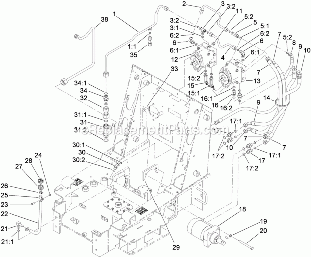 Toro 22322 (290000001-290999999) Tx 427 Wide Track Compact Utility Loader, 2009 Traction Hydraulic Assembly Diagram