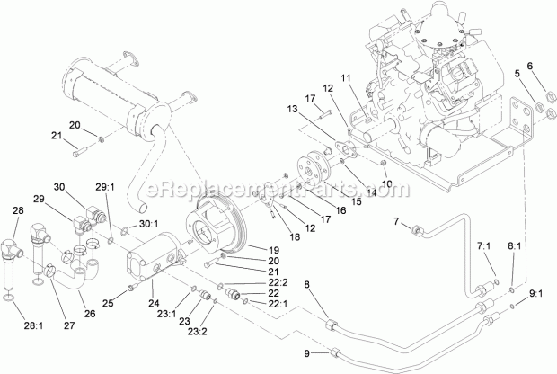 Toro 22322 (313000001-313999999) Tx 427 Wide Track Compact Utility Loader, 2013 Hydraulic Pump and Filter Assembly Diagram