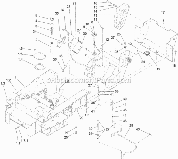Toro 22322 (313000001-313999999) Tx 427 Wide Track Compact Utility Loader, 2013 Main Frame and Fuel Tank Assembly Diagram