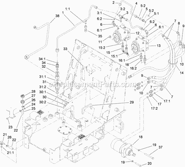 Toro 22322 (313000001-313999999) Tx 427 Wide Track Compact Utility Loader, 2013 Traction Hydraulic Assembly Diagram