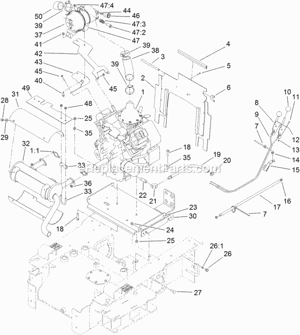 Toro 22322 (313000001-313999999) Tx 427 Wide Track Compact Utility Loader, 2013 Engine Assembly Diagram