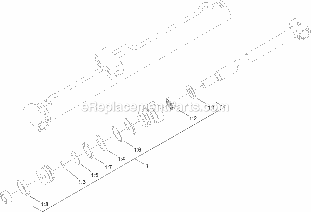 Toro 22322 (314000001-314999999) Tx 427 Wide Track Compact Tool Carrier, 2014 Left Hand Hydraulic Lift Cylinder Assembly No. 104-6267 Diagram