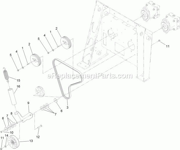 Toro 22322 (315000001-315999999) Tx 427 Wide Track Compact Tool Carrier, 2015 Hydraulic Pump Pulley Assembly Diagram