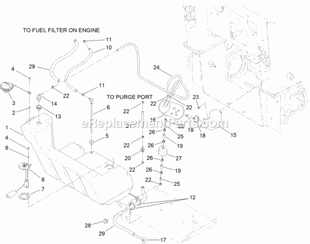 Toro 22322 (315000001-315999999) Tx 427 Wide Track Compact Tool Carrier, 2015 Fuel Tank and Carbon Canister Assembly Diagram