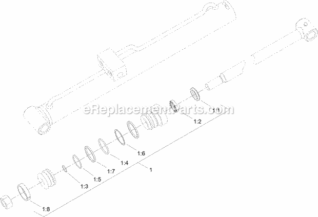 Toro 22322 (316000001-316999999) Tx 427 Wide Track Compact Tool Carrier, 2016 Left Hand Hydraulic Lift Cylinder Assembly No. 104-6267 Diagram