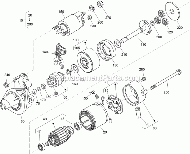 Toro 22323G (316000001-316999999) Tx 525 Compact Tool Carrier, 2016 Starter Component Assembly Diagram