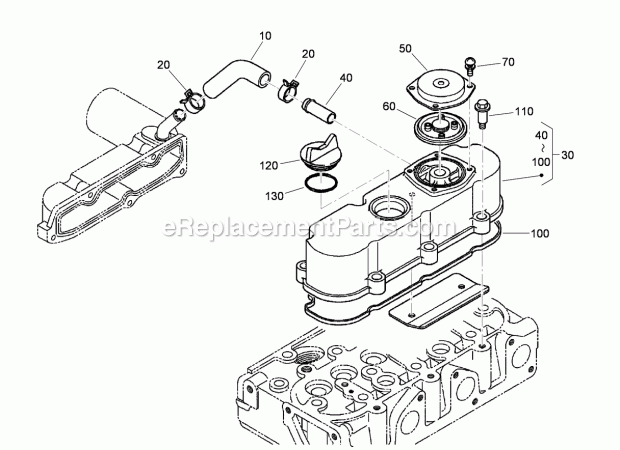 Toro 22323 (290000001-290000500) Tx 525 Compact Utility Loader, 2009 Cylinder Head Cover Assembly Diagram