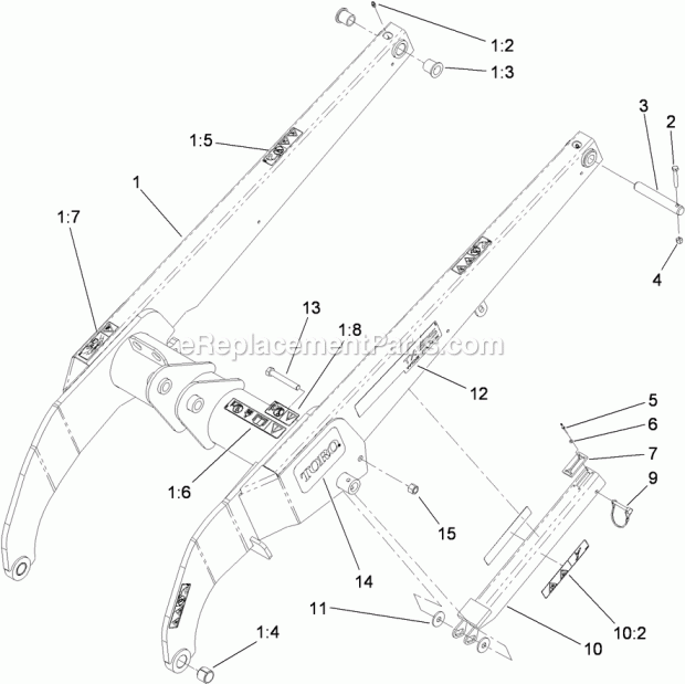 Toro 22323 (290000501-290999999) Tx 525 Compact Utility Loader, 2009 Loader Arm Assembly Diagram