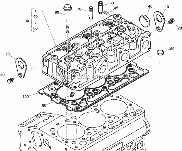 Toro 22323 (290000501-290999999) Tx 525 Compact Utility Loader, 2009 Cylinder Head Assembly Diagram