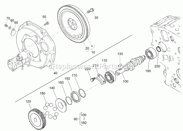 Toro 22323 (310000001-310999999) Tx 525 Compact Utility Loader, 2010 Flywheel and Fuel Camshaft Assembly Diagram