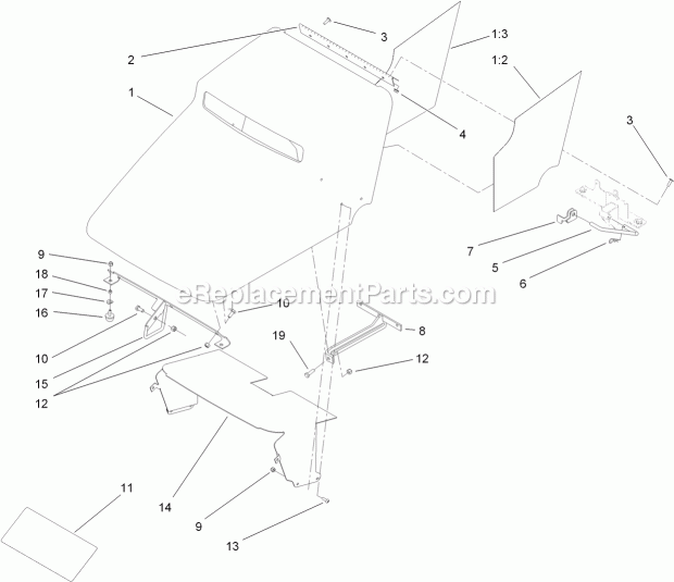 Toro 22323 (312000001-312999999) Tx 525 Compact Utility Loader, 2012 Hood Assembly Diagram
