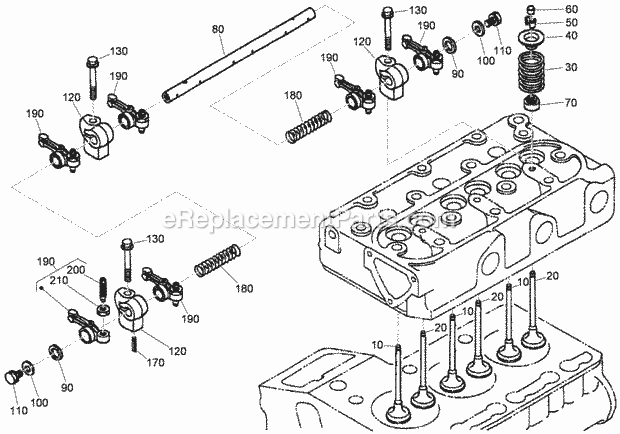 Toro 22323 (312000001-312999999) Tx 525 Compact Utility Loader, 2012 Valve and Rocker Arm Assembly Diagram