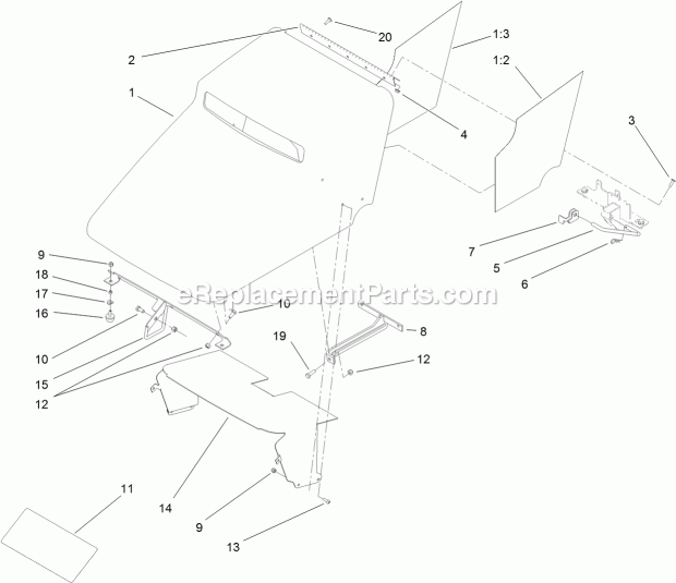 Toro 22323 (315000001-315999999) Tx 525 Compact Tool Carrier, 2015 Hood Assembly Diagram