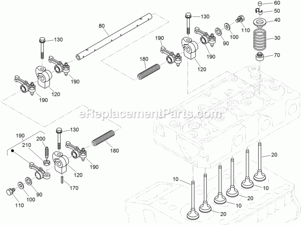 Toro 22323 (315000001-315999999) Tx 525 Compact Tool Carrier, 2015 Valve and Rocker Arm Assembly Diagram