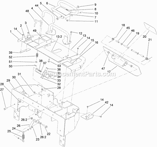 Toro 22323 (316000001-316999999) Tx 525 Compact Tool Carrier, 2016 Control Panel Assembly Diagram