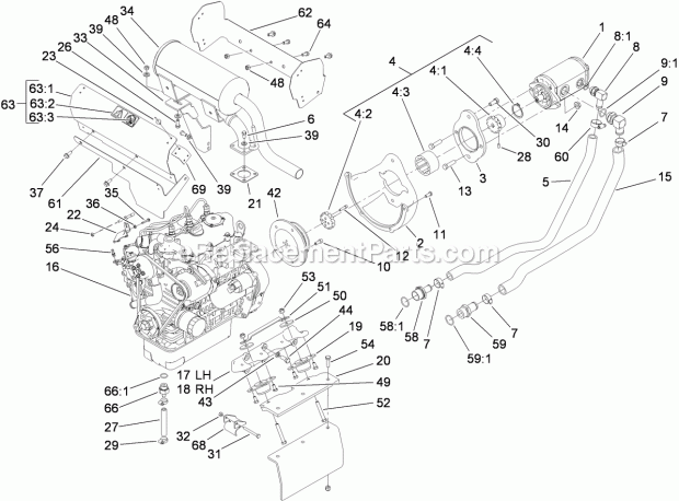 Toro 22324 (290000001-290000500) Tx 525 Wide Track Compact Utility Loader, 2009 Hydraulic Pump and Filter Assembly Diagram