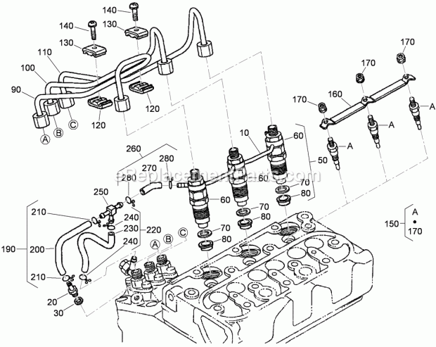 Toro 22324 (290000001-290000500) Tx 525 Wide Track Compact Utility Loader, 2009 Nozzle Holder and Glow Plug Assembly Diagram