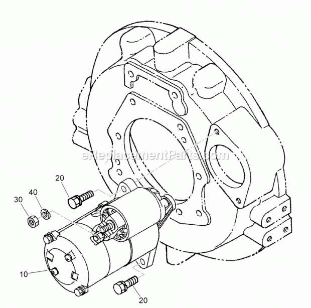 Toro 22324 (290000001-290000500) Tx 525 Wide Track Compact Utility Loader, 2009 Starter Installation Assembly Diagram