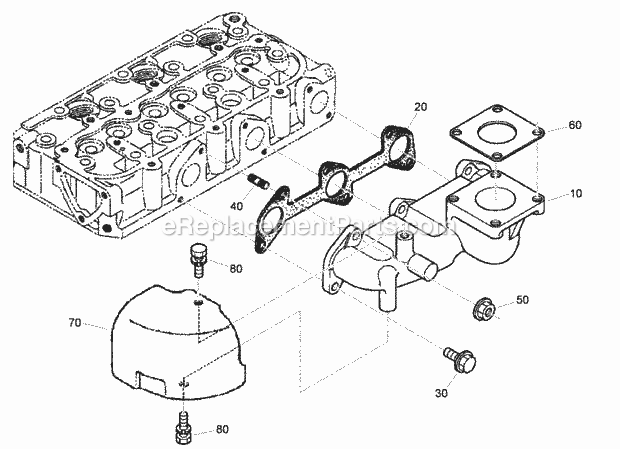 Toro 22324 (310000001-310999999) Tx 525 Wide Track Compact Utility Loader, 2010 Exhaust Manifold Assembly Diagram