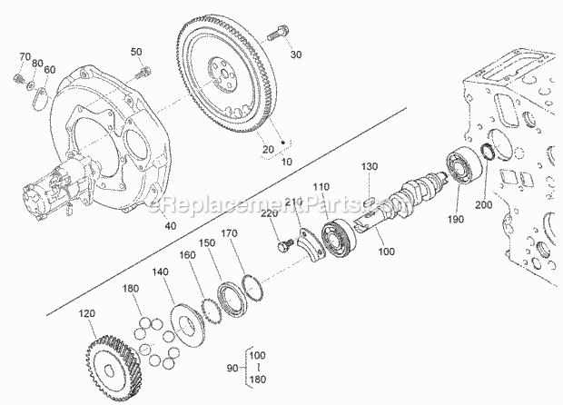 Toro 22324 (310000001-310999999) Tx 525 Wide Track Compact Utility Loader, 2010 Flywheel and Fuel Camshaft Assembly Diagram