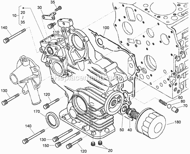 Toro 22324 (310000001-310999999) Tx 525 Wide Track Compact Utility Loader, 2010 Gear Case and Oil Filter Cartridge Assembly Diagram