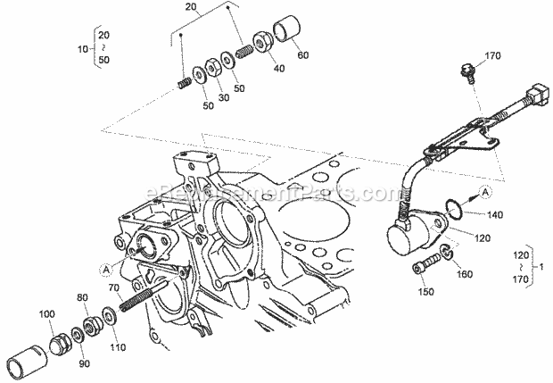 Toro 22324 (310000001-310999999) Tx 525 Wide Track Compact Utility Loader, 2010 Idle Apparatus and Stop Solenoid Assembly Diagram