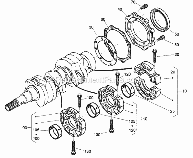 Toro 22324 (310000001-310999999) Tx 525 Wide Track Compact Utility Loader, 2010 Main Bearing Case Assembly Diagram