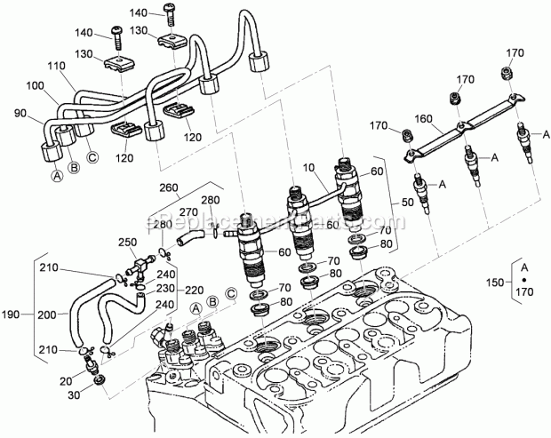 Toro 22324 (310000001-310999999) Tx 525 Wide Track Compact Utility Loader, 2010 Nozzle Holder and Glow Plug Assembly Diagram