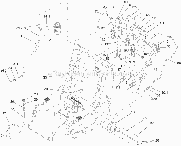 Toro 22324 (310000001-310999999) Tx 525 Wide Track Compact Utility Loader, 2010 Traction Hydraulic Assembly Diagram