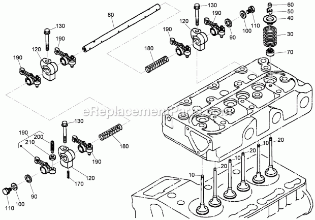 Toro 22324 (310000001-310999999) Tx 525 Wide Track Compact Utility Loader, 2010 Valve and Rocker Arm Assembly Diagram