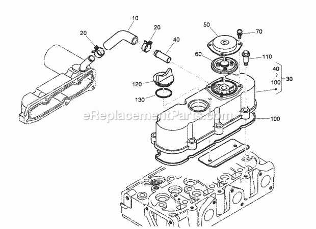 Toro 22324 (310000001-310999999) Tx 525 Wide Track Compact Utility Loader, 2010 Cylinder Head Cover Assembly Diagram