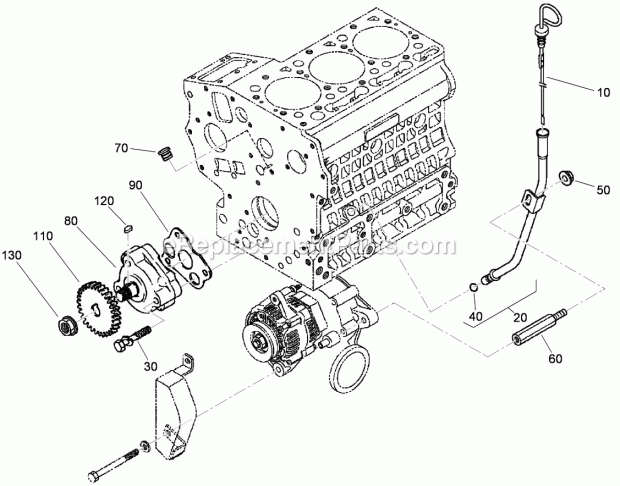 Toro 22324 (310000001-310999999) Tx 525 Wide Track Compact Utility Loader, 2010 Dipstick, Guide and Oil Pump Assembly Diagram