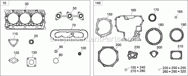 Toro 22324 (312000001-312999999) Tx 525 Wide Track Compact Utility Loader, 2012 Engine Gasket Kits Diagram
