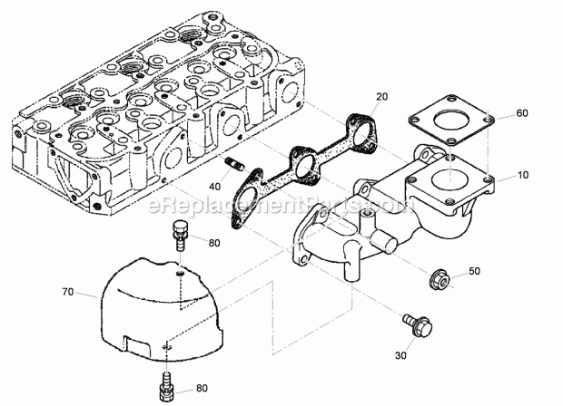 Toro 22324 (312000001-312999999) Tx 525 Wide Track Compact Utility Loader, 2012 Exhaust Manifold Assembly Diagram