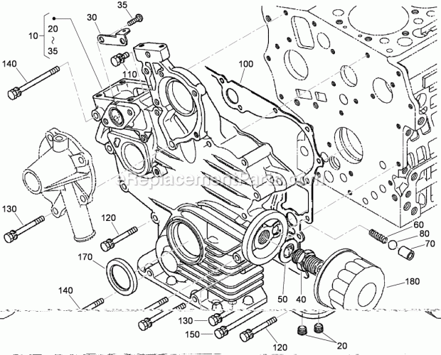 Toro 22324 (312000001-312999999) Tx 525 Wide Track Compact Utility Loader, 2012 Gear Case and Oil Filter Cartridge Assembly Diagram
