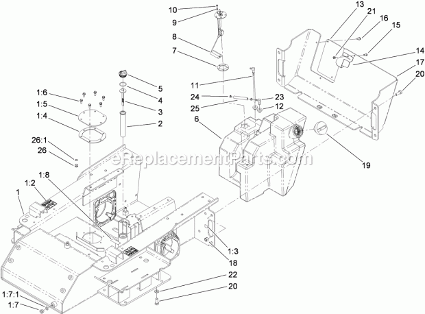 Toro 22324 (312000001-312999999) Tx 525 Wide Track Compact Utility Loader, 2012 Main Frame and Fuel Tank Assembly Diagram