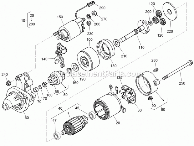 Toro 22324 (312000001-312999999) Tx 525 Wide Track Compact Utility Loader, 2012 Starter Components Assembly Diagram