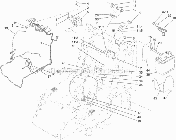 Toro 22324 (315000001-315999999) Tx 525 Wide Track Compact Tool Carrier, 2015 Electrical System Assembly Diagram