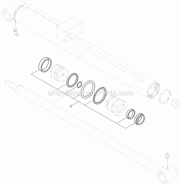 Toro 22324 (315000001-315999999) Tx 525 Wide Track Compact Tool Carrier, 2015 Right Hand Hydraulic Lift Cylinder Assembly No. 117-1832 Diagram