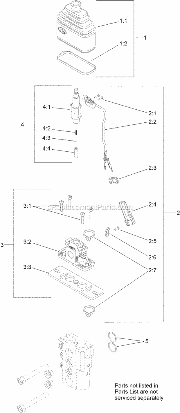 Toro 22327G (400000000-400413999) Tx 1000 Compact Tool Carrier, 2017 Control Valve Assembly No. 125-3704 Diagram