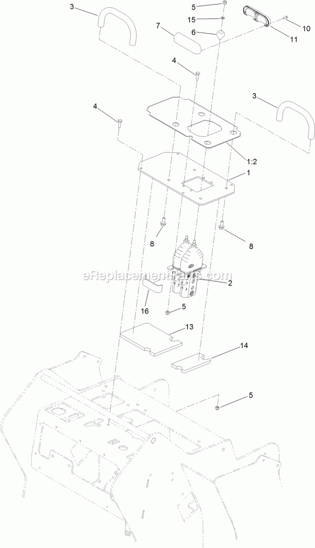 Toro 22327 (315000001-315999999) Tx 1000 Compact Utility Loader, 2015 Control Valve and Reference Bar Assembly Diagram