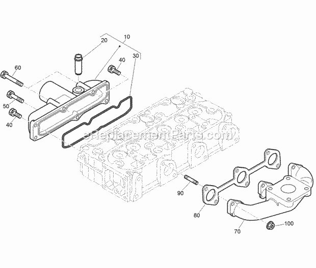 Toro 22327 (315000001-315999999) Tx 1000 Compact Utility Loader, 2015 Inlet and Exhaust Manifold Assembly Diagram